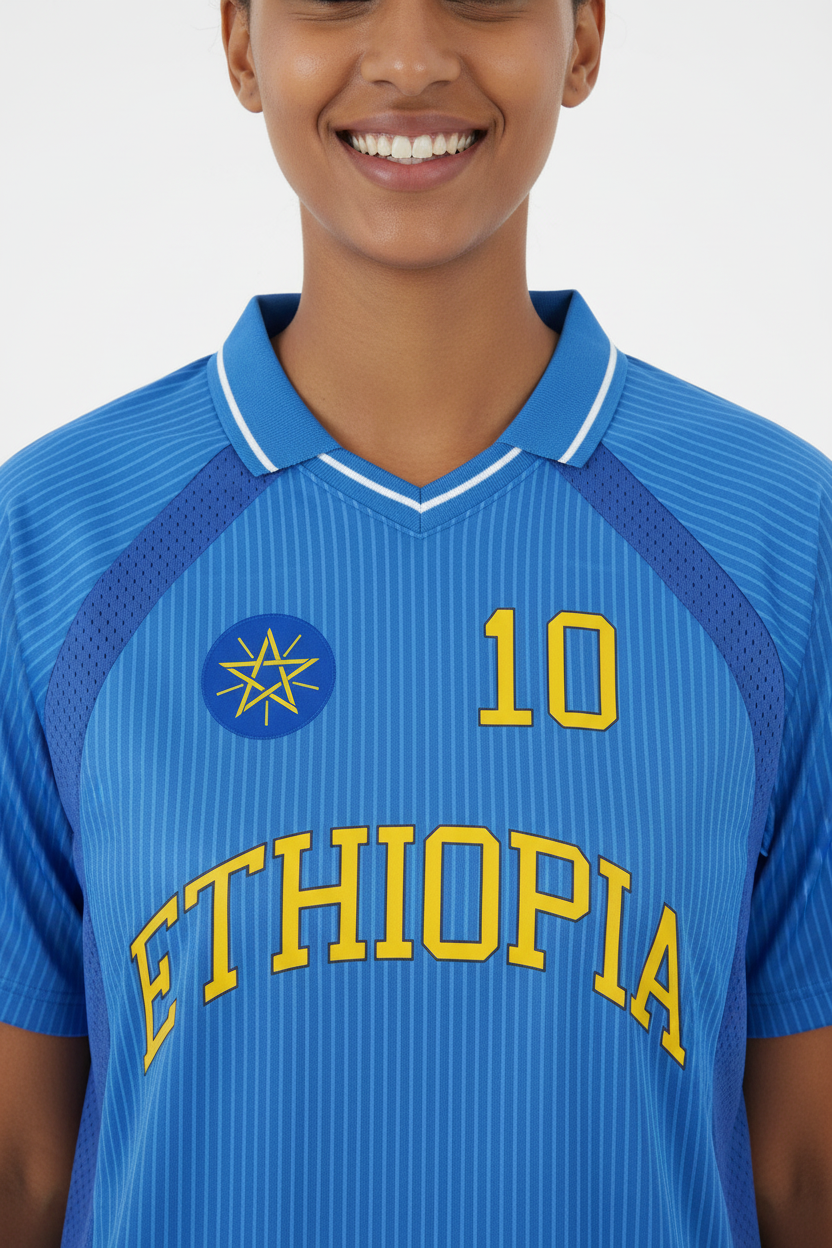 Ethiopia Sports Striped V-Neck Jersey