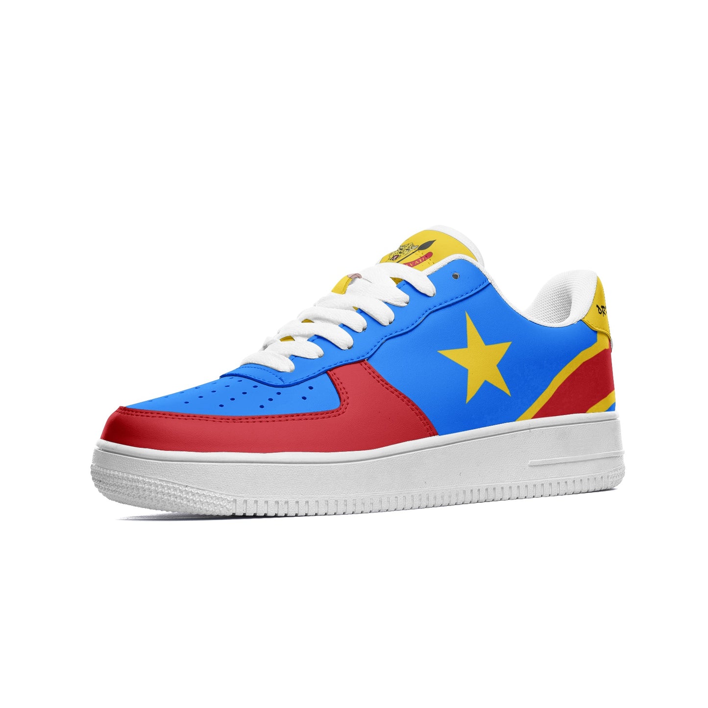 DR Congo Flag Leather Sneakers – Unisex Comfort Shoes