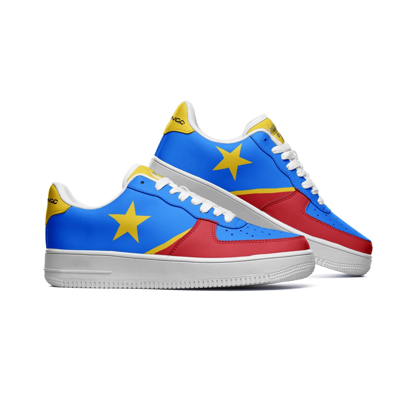 DR Congo Flag Leather Sneakers – Unisex Comfort Shoes