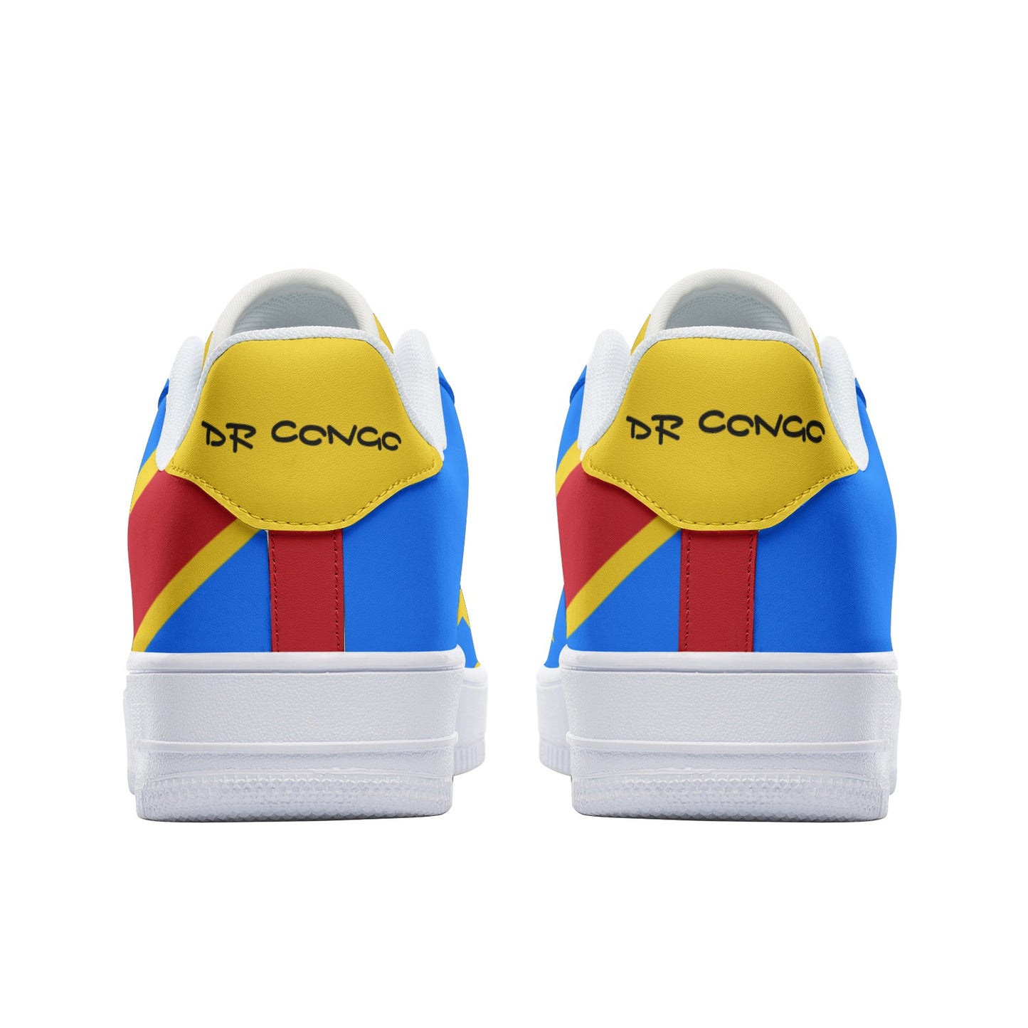 DR Congo Flag Leather Sneakers – Unisex Comfort Shoes