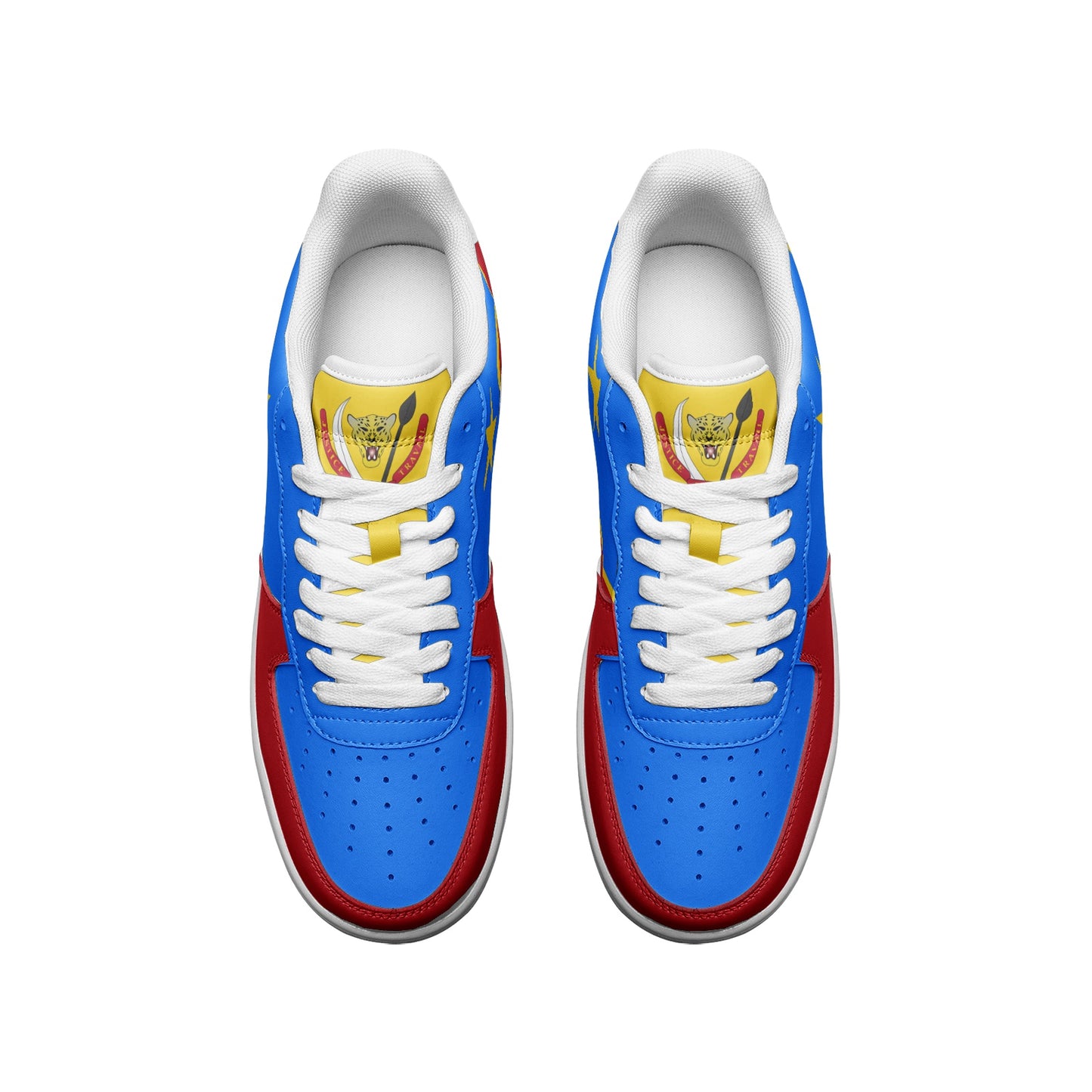 DR Congo Flag Leather Sneakers – Unisex Comfort Shoes