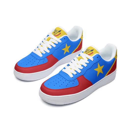 DR Congo Flag Leather Sneakers – Unisex Comfort Shoes