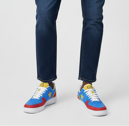 DR Congo Flag Leather Sneakers – Unisex Comfort Shoes