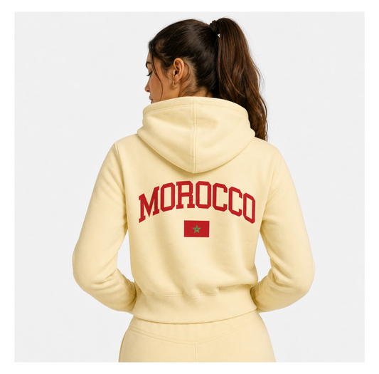 Morocco Women's Crop Full Zip Hoodie