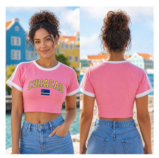 Curacao Women's Graphic Crop Tee