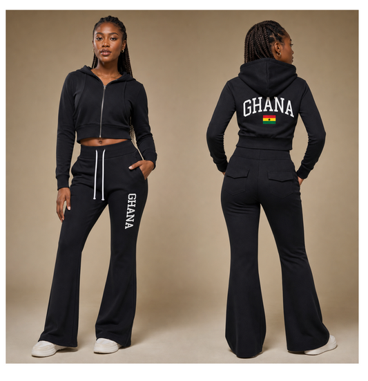 Ghana Women's Crop Full Zip Hoodie