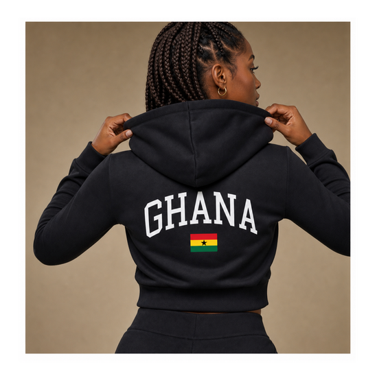 Ghana Women's Crop Full Zip Hoodie