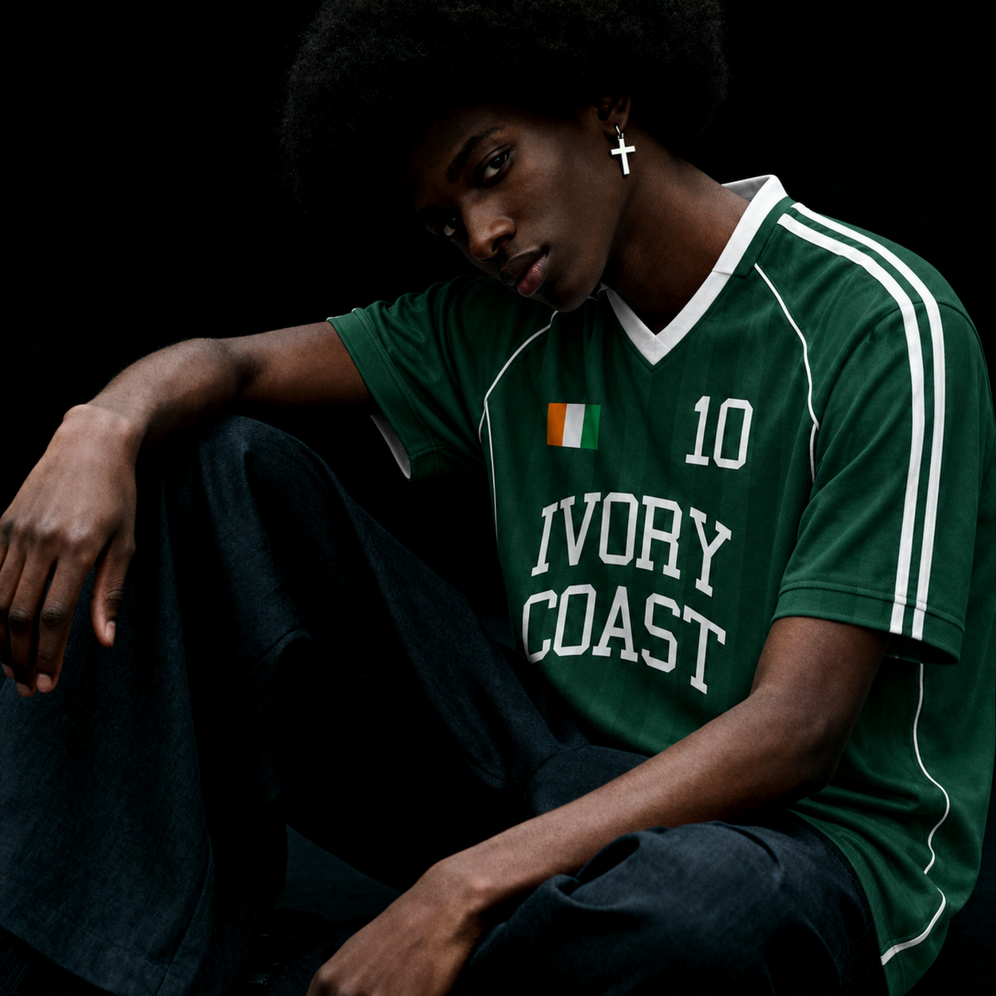 Ivory Coast Soccer Jersey, Cote d'Ivoire Striped Collared Football Shirt, Unisex Fan Gear
