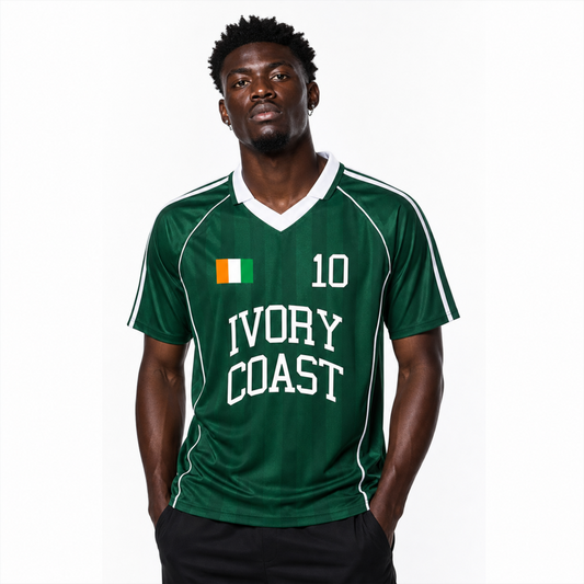 Ivory Coast Soccer Jersey, Cote d'Ivoire Striped Collared Football Shirt, Unisex Fan Gear