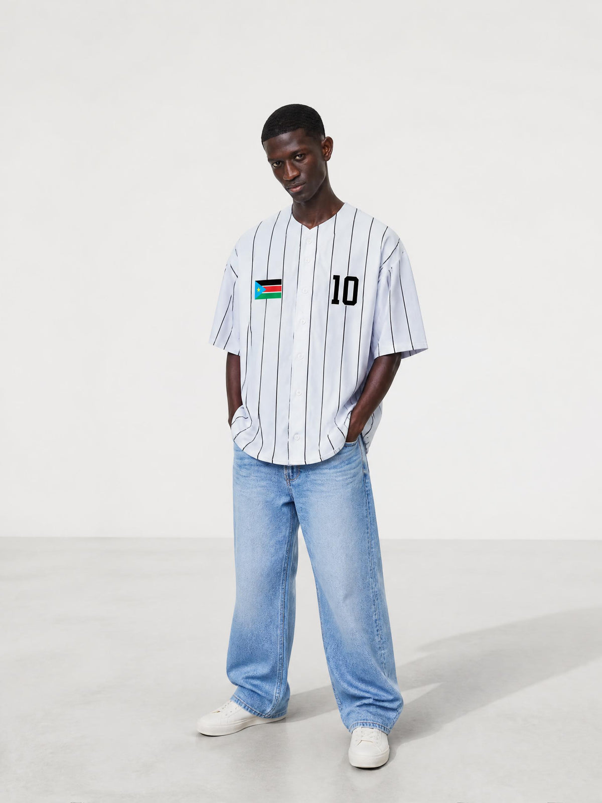South Sudan Pinstripe Baseball Jersey