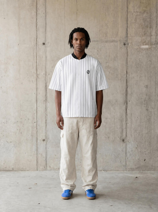 Ghana Pinstripe Full-Zip Baseball Jersey