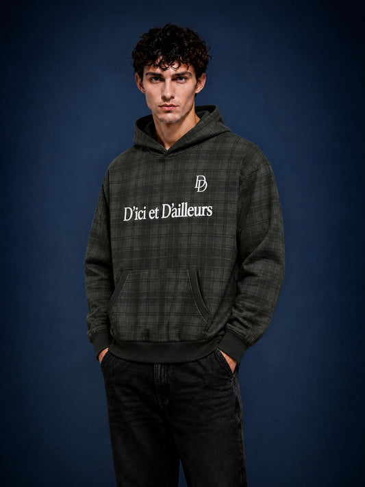 D&D Plaid Color Block Hoodie | Unisex Oversized Streetwear