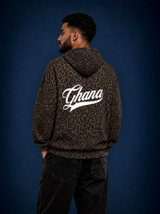 Ghana Leopard Full Zip Hoodie – Oversized Streetwear