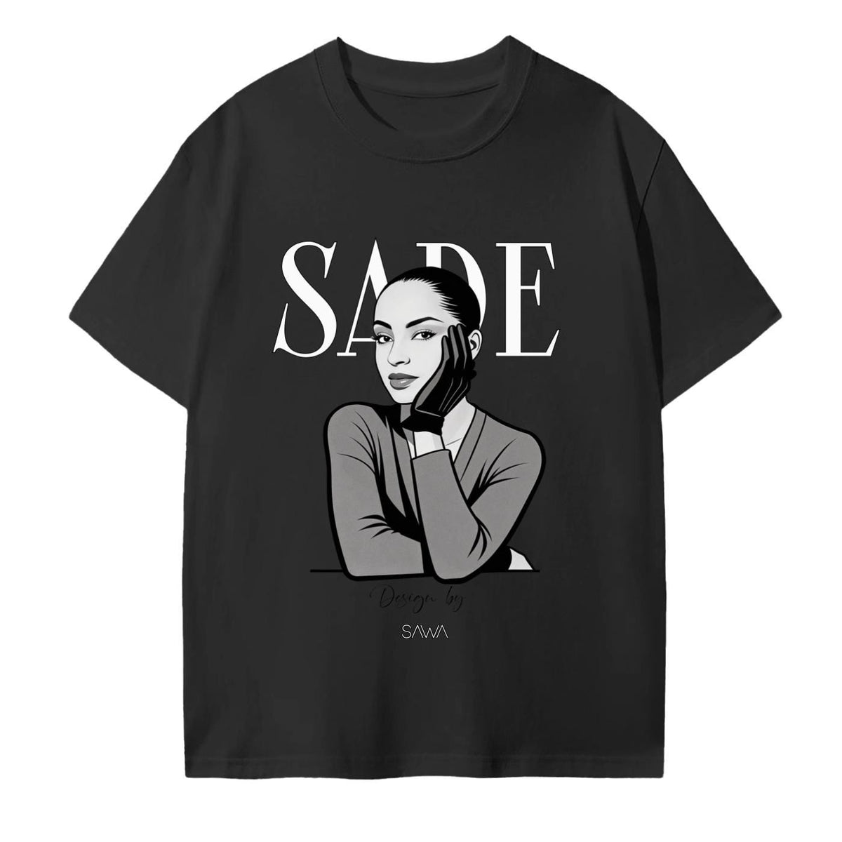 Sade Adu Black and White Cotton T-Shirt