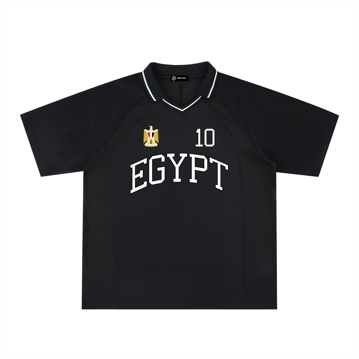 Egypt football T-shirt by ODMPOD featuring personalized soccer design for World Cup 2026, with Egypt flag and team logo.