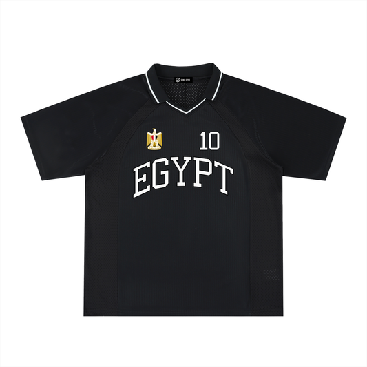 Egypt football T-shirt by ODMPOD featuring personalized soccer design for World Cup 2026, with Egypt flag and team logo.