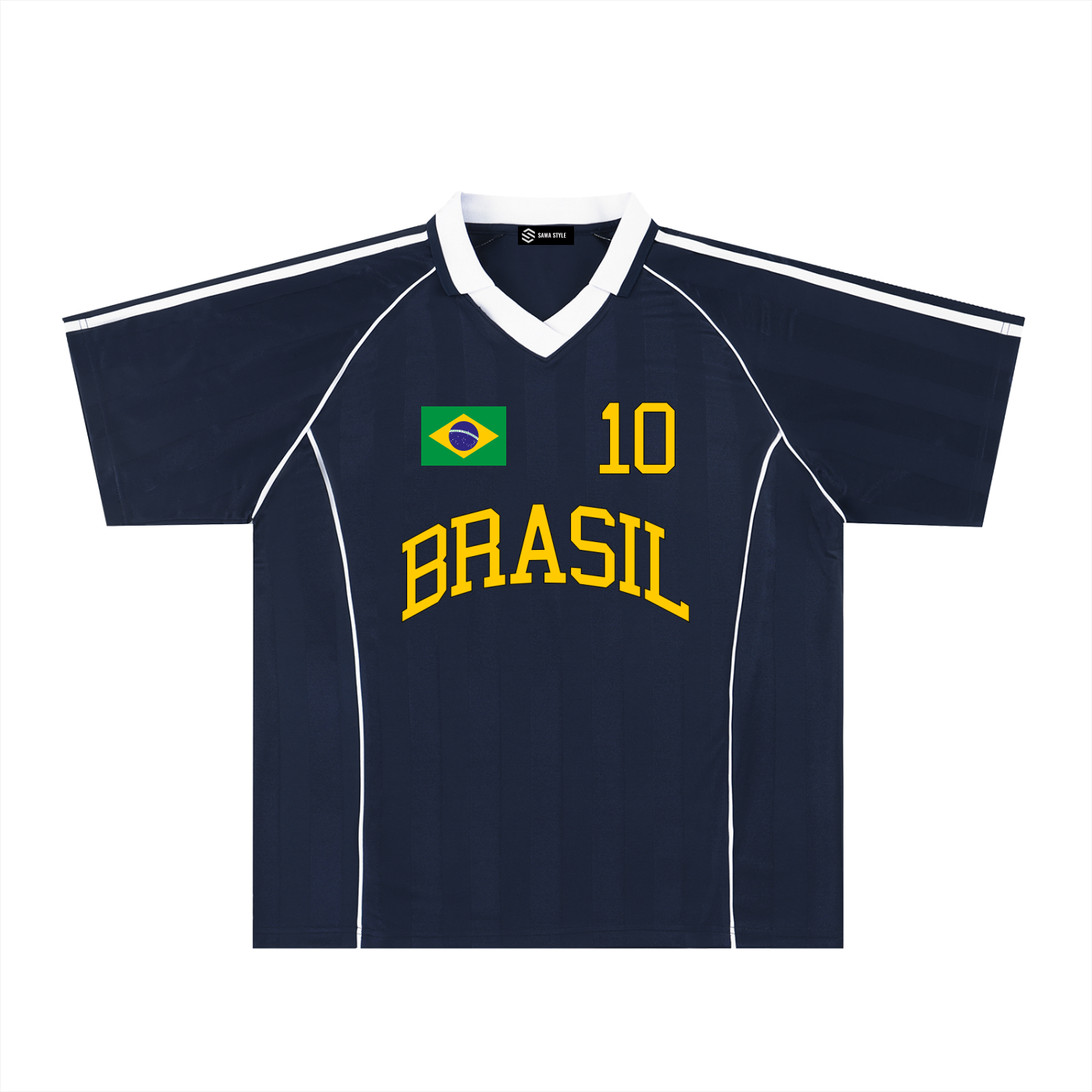 Brasil Soccer Jersey – Oversized Unisex Raglan Tee | Dark Green & Navy | World Cup 2026