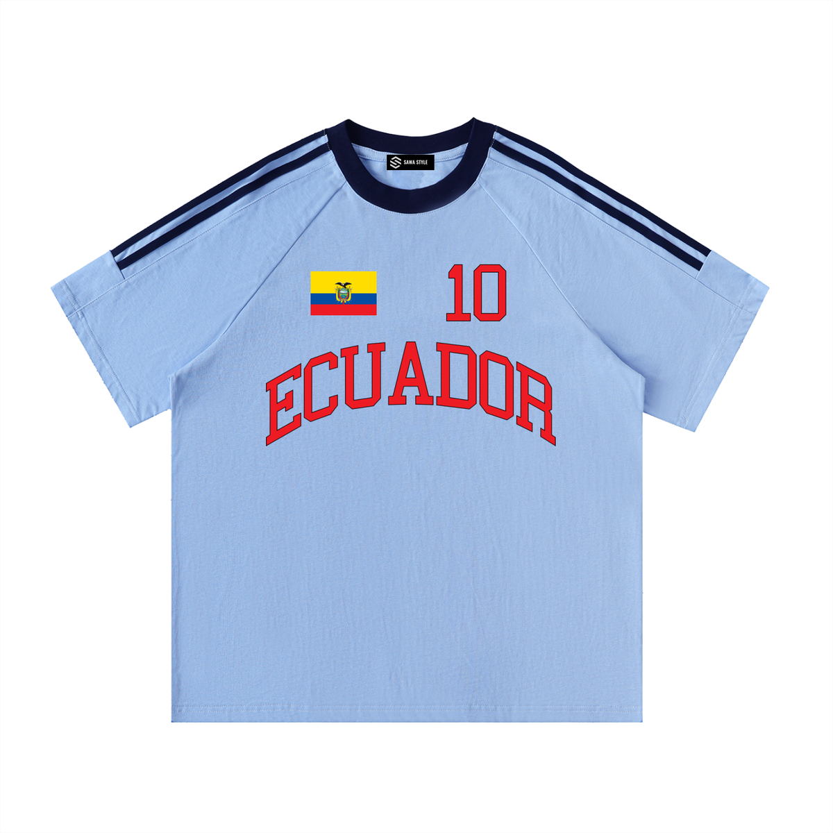Ecuador Contrast Tape Crewneck Cotton T-Shirt