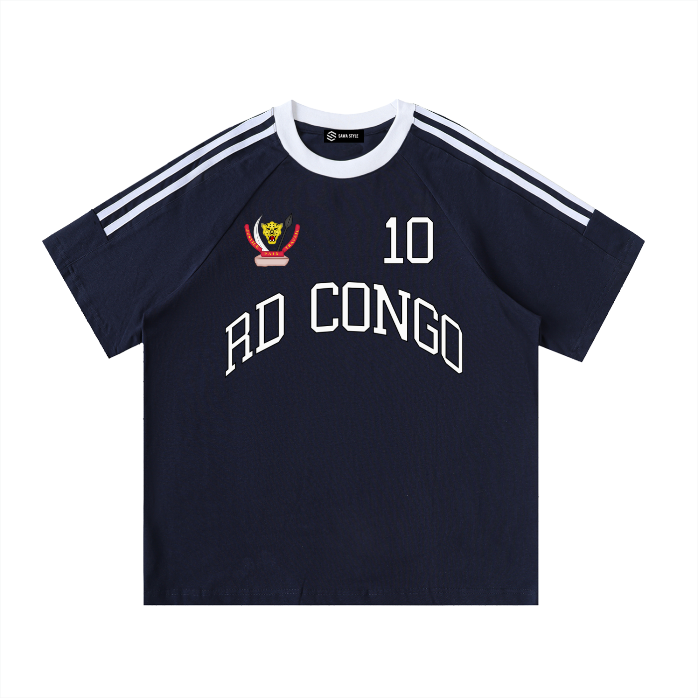 ODMPOD RD Congo football fan T-shirt, custom cotton jersey with team logo and vibrant design, ideal for supporting the national team