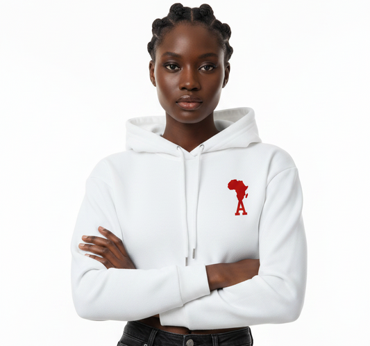 Women's Cropped Hoodie – Africa Red Heart Logo