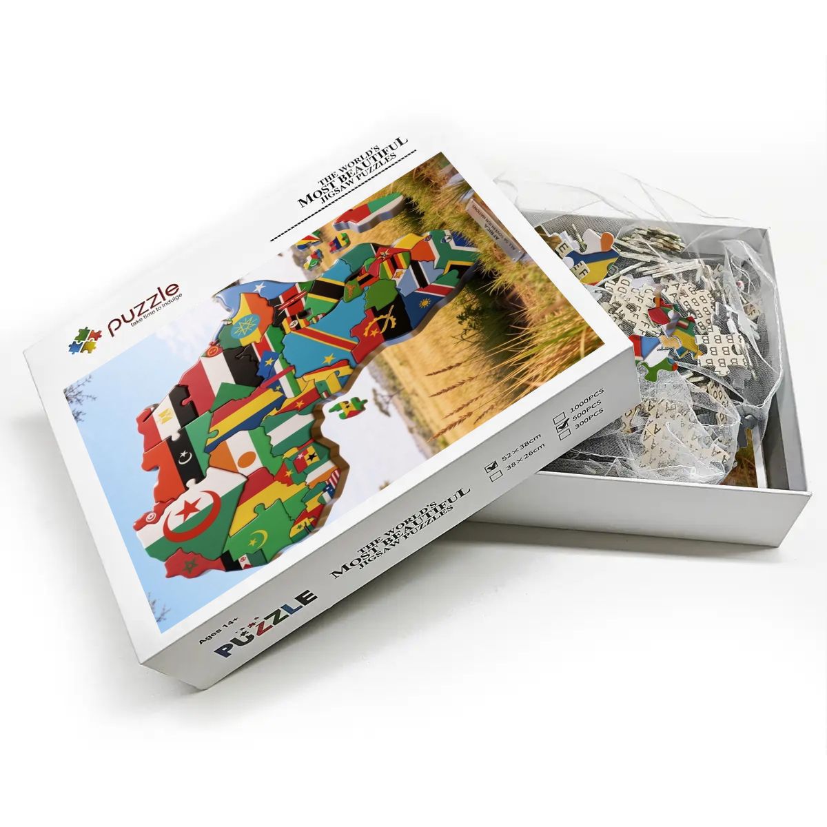 Africa 54 Countries Wooden Jigsaw Puzzle – 500 Piece Basswood Puzzle (Vertical).
