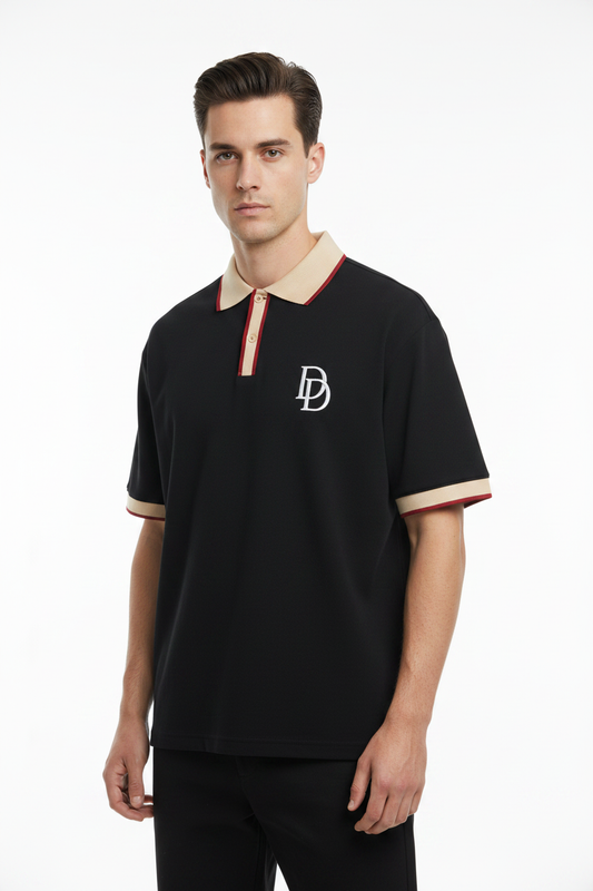 Black with Apricot Polo – Male Studio Mockup