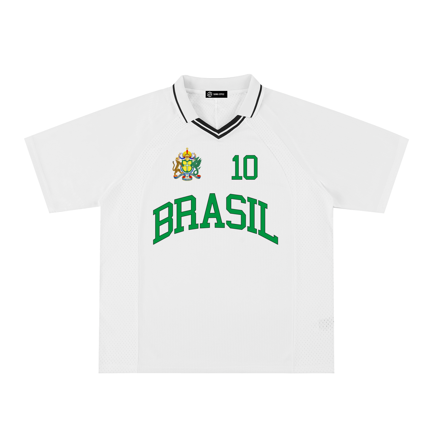 Brasil Striped V-Neck Soccer Jersey – Drop Shoulder Oversized Tee | Yellow & White | World Cup 2026