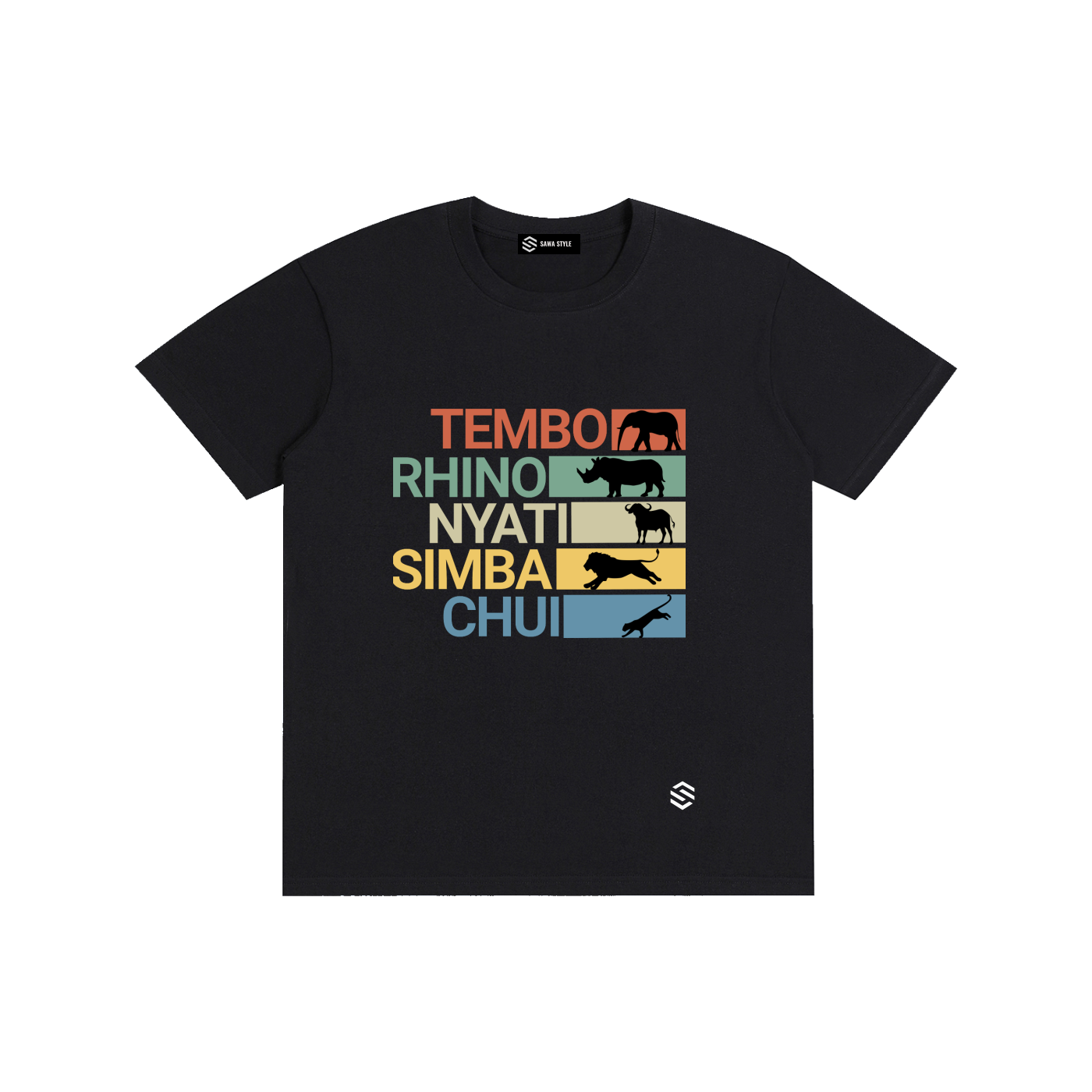 Big 5 in Swahili T-Shirt – 100% Cotton Unisex Tee - Kenya, Tanzania, South Africa, Uganda, Botswana