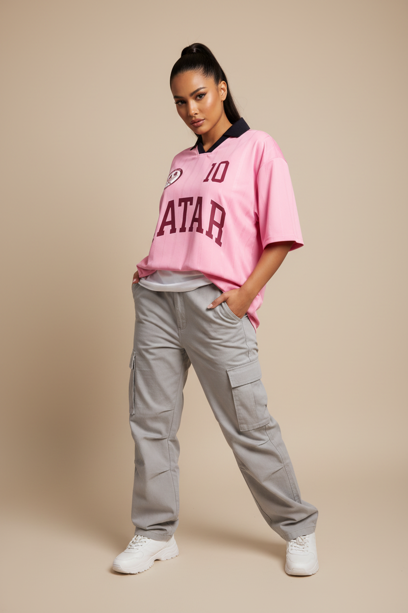 Qatar Unisex Striped Boxy Soccer Jersey | World Cup 2026