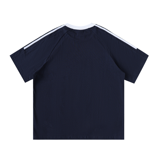 France Contrast Tape Crewneck Cotton T-Shirt
