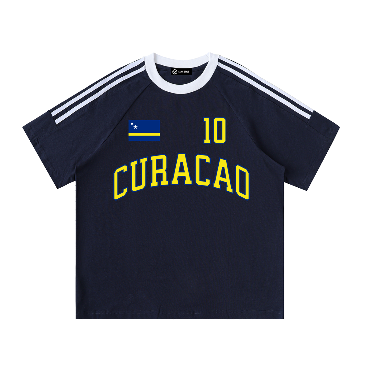 Curacao Contrast Tape Crewneck Cotton T-Shirt