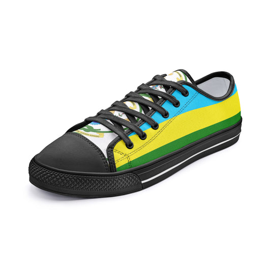 Rwanda Flag Low Top Canvas Sneakers, Lightweight Casual Lace Up Shoes