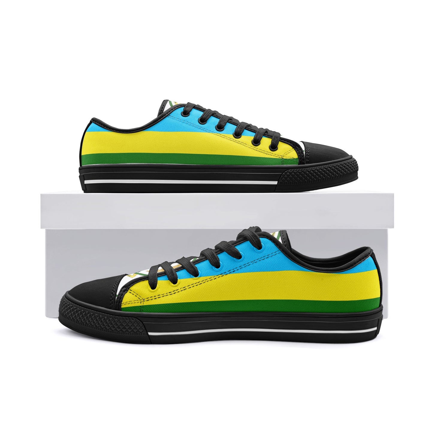 Rwanda Flag Low Top Canvas Sneakers, Lightweight Casual Lace Up Shoes