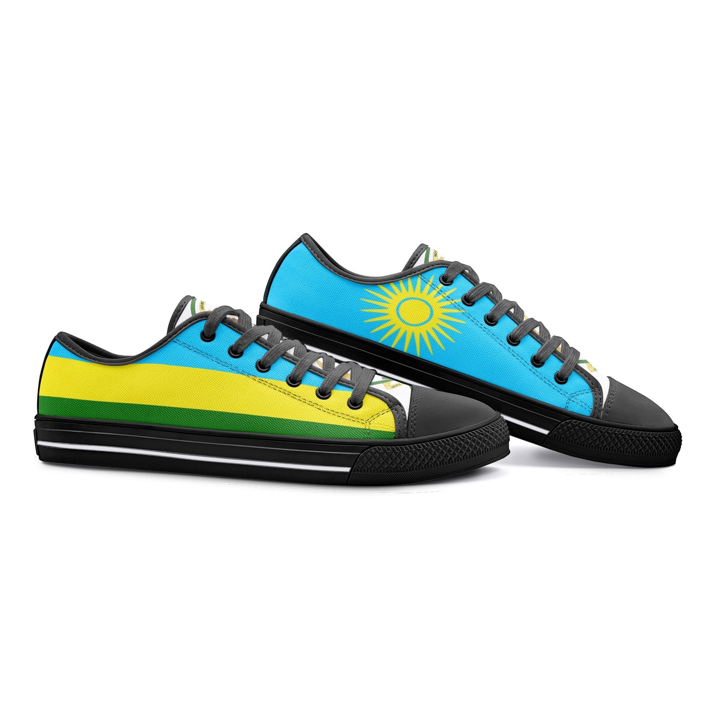 Rwanda Flag Low Top Canvas Sneakers, Lightweight Casual Lace Up Shoes