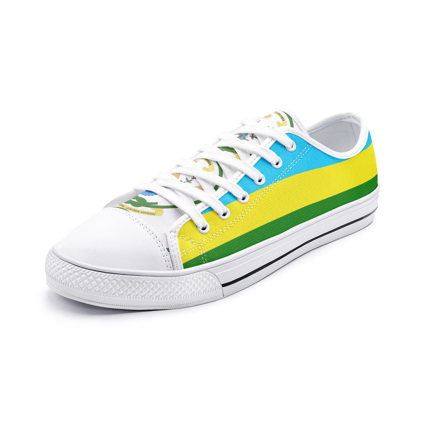 Rwanda Flag Low Top Canvas Sneakers, Lightweight Casual Lace Up Shoes