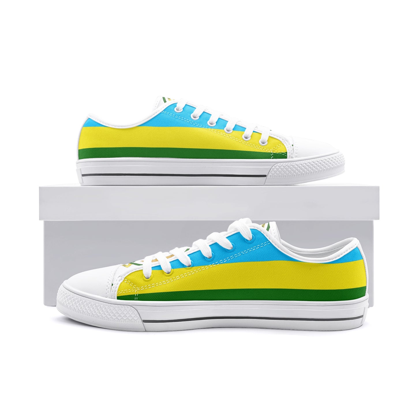 Rwanda Flag Low Top Canvas Sneakers, Lightweight Casual Lace Up Shoes