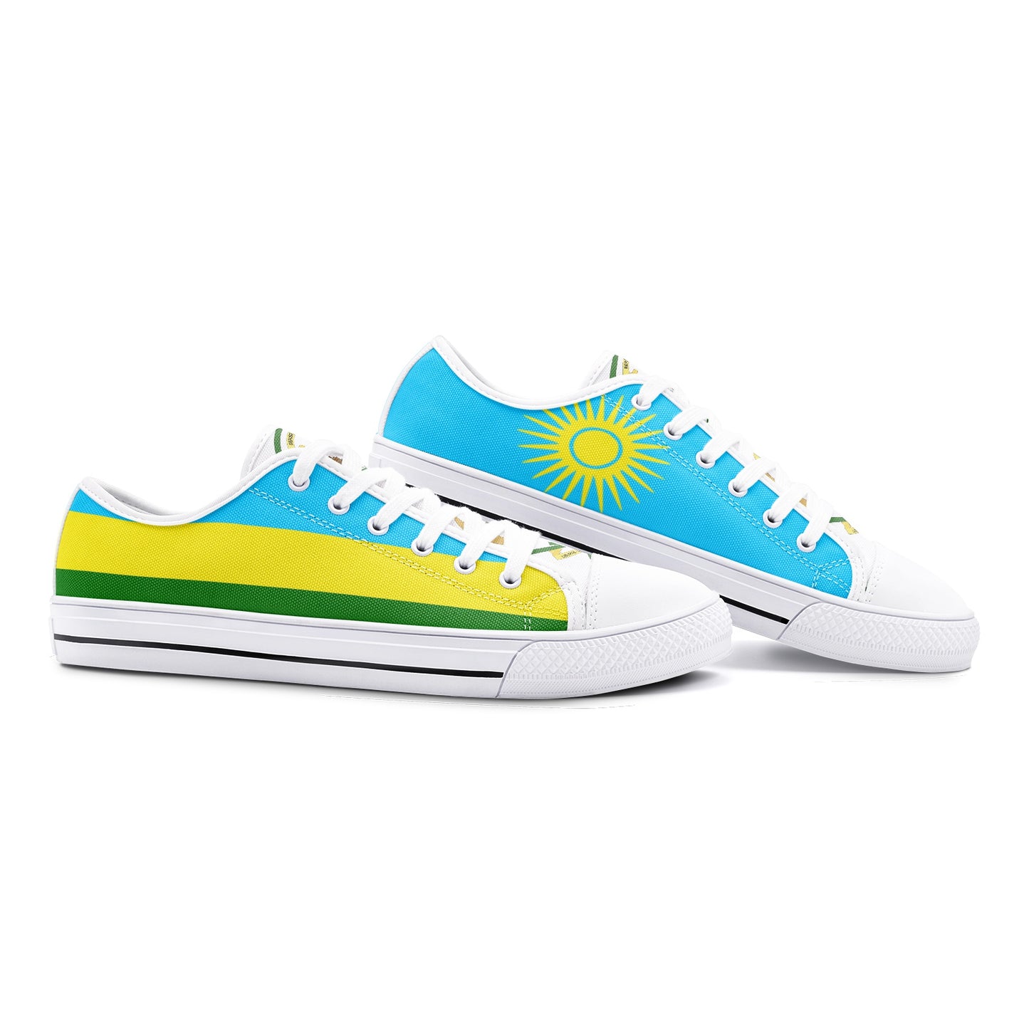 Rwanda Flag Low Top Canvas Sneakers, Lightweight Casual Lace Up Shoes