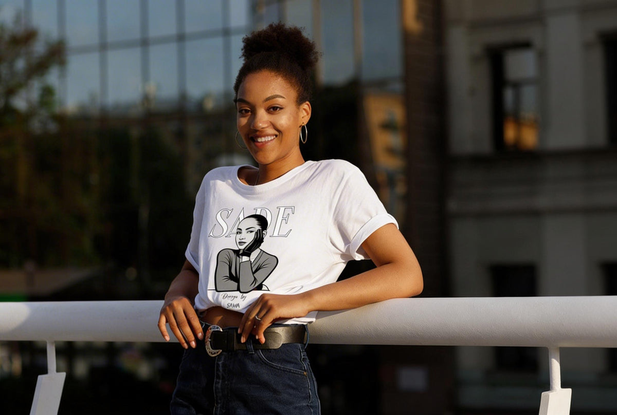 Sade Adu Black and White Cotton T-Shirt