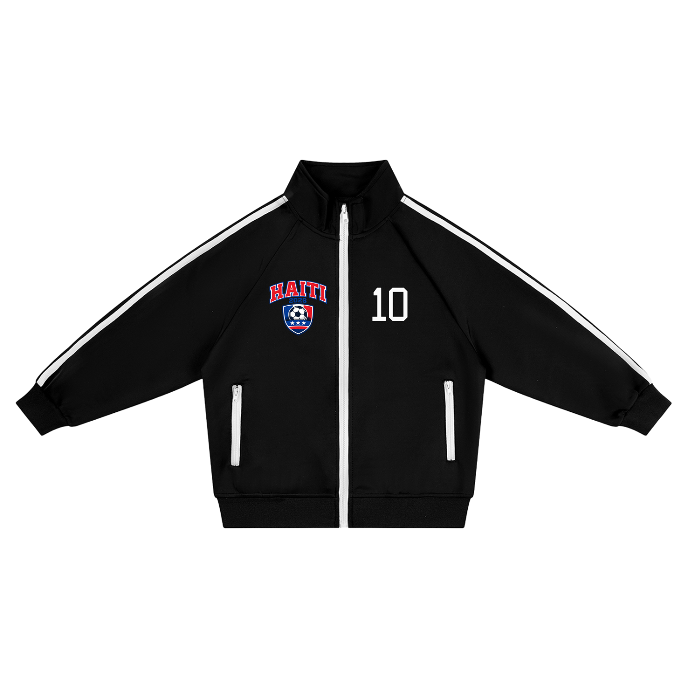 Haiti Football Kids' Coach Jacket – Contrast Tape Track Top | World Cup 2026
