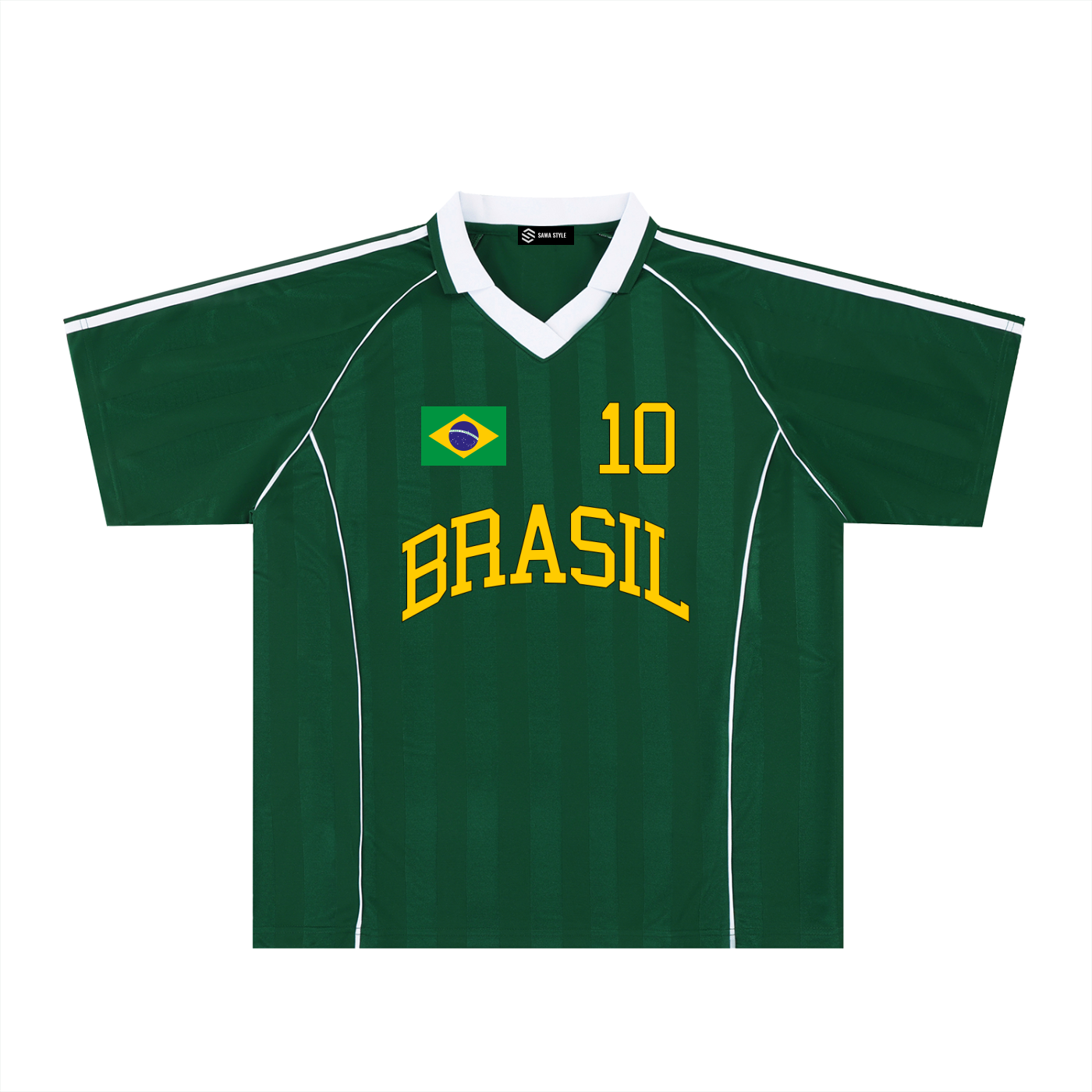 Brasil Soccer Jersey – Oversized Unisex Raglan Tee | Dark Green & Navy | World Cup 2026
