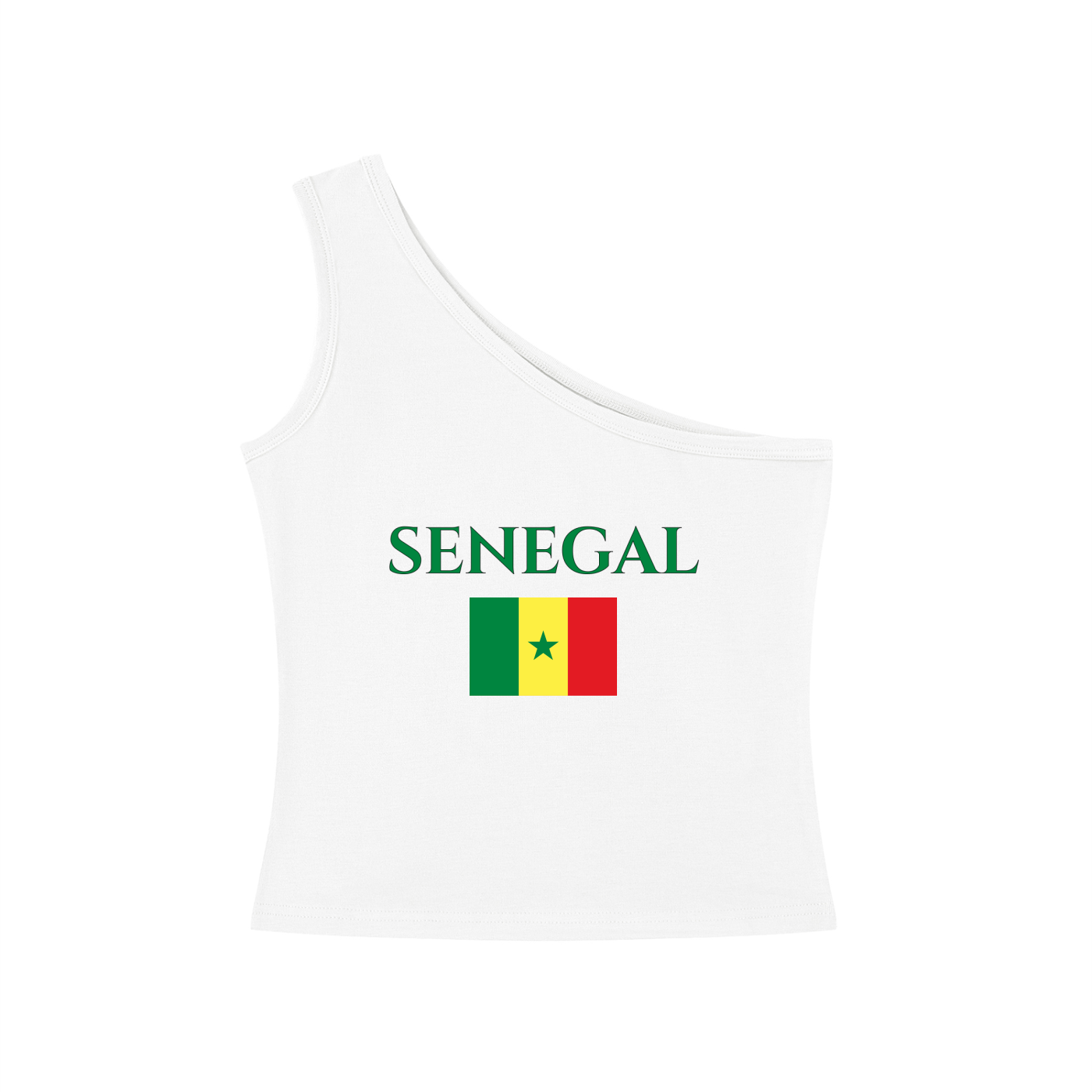 Senegal Flag One-Shoulder Crop Top