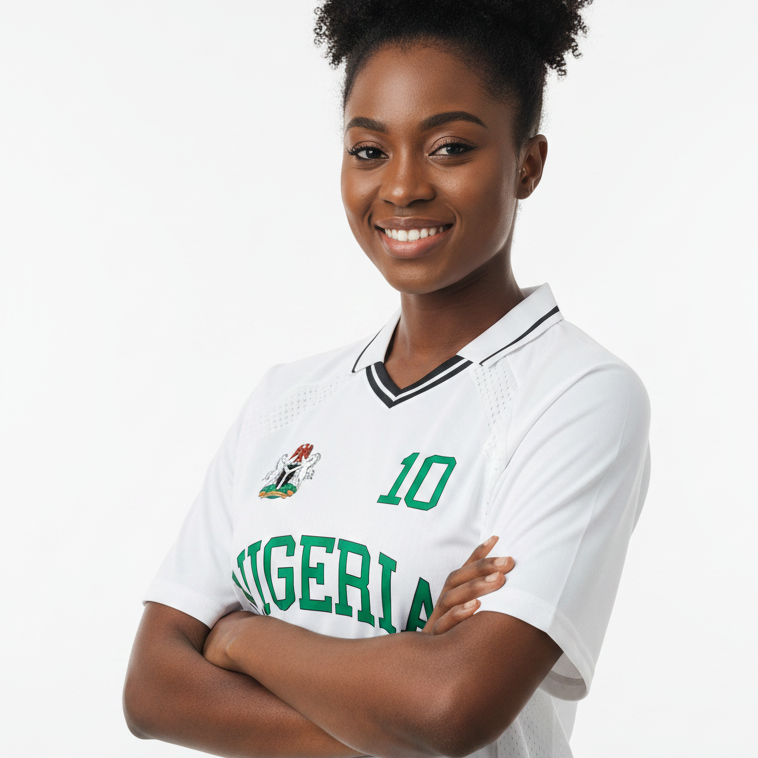 Nigeria Sports Striped V-Neck Soccer Jersey - Unisex Oversized Style