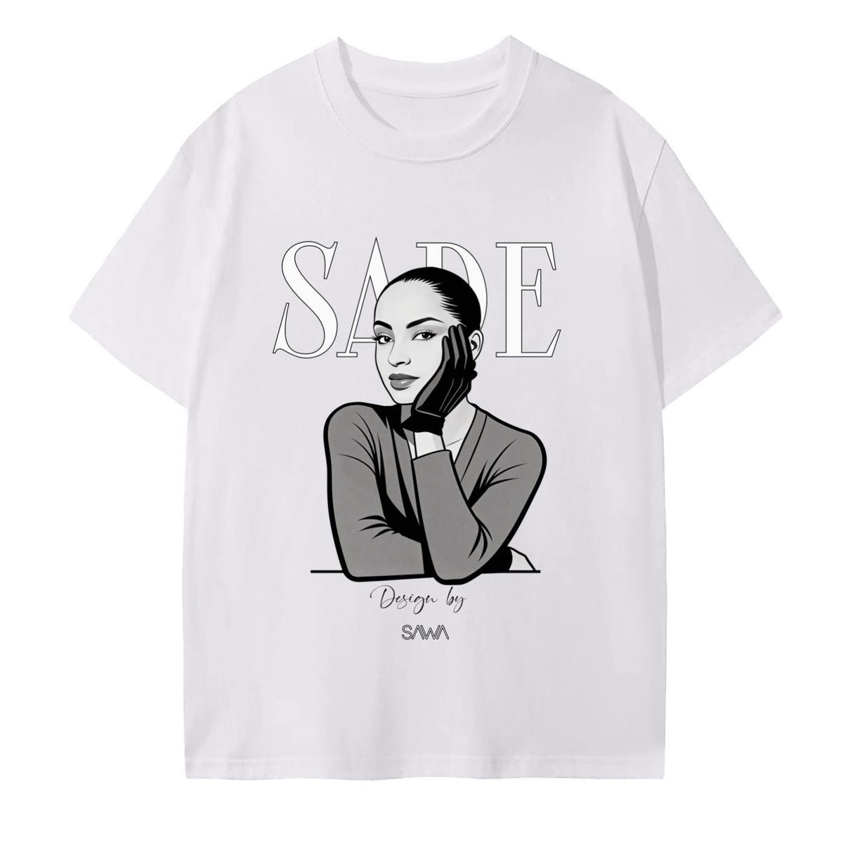 Sade Adu Black and White Cotton T-Shirt