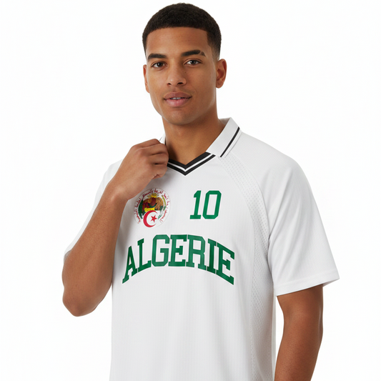 Algeria Algérie Sports Striped V-Neck Oversized Jersey