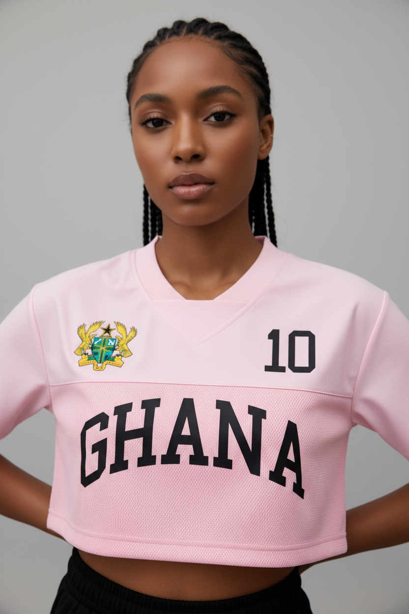 Ghana Women's Cropped V-Neck Jersey Mockup