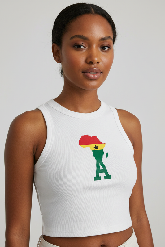 Ghana Women's Snow Washed Crop Tank Top Mockup