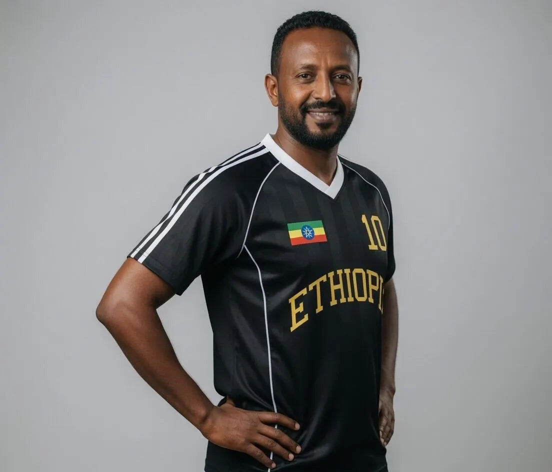 Ethiopia Sports Stripe Oversized Collared Soccer Jersey