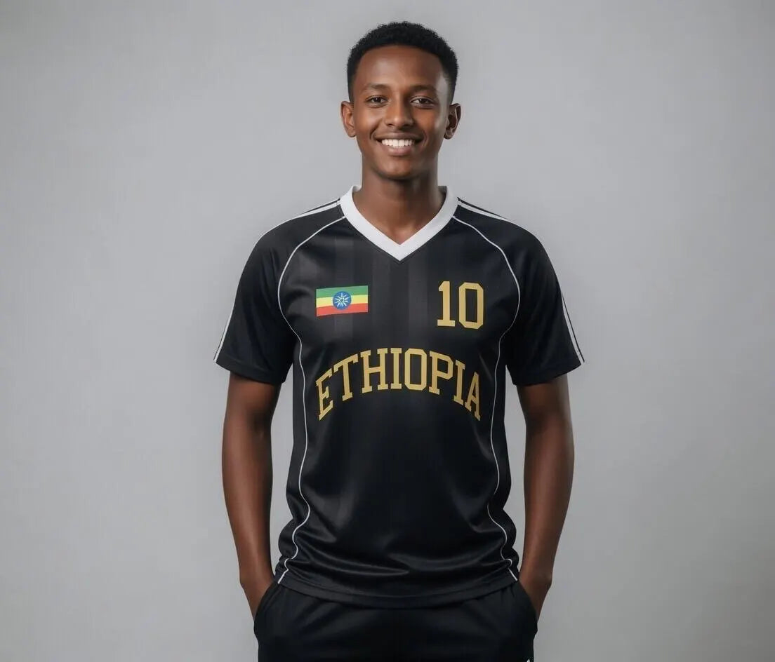 Ethiopia Sports Stripe Oversized Collared Soccer Jersey