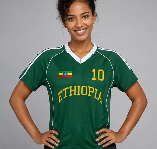 Ethiopia Sports Stripe Oversized Collared Soccer Jersey