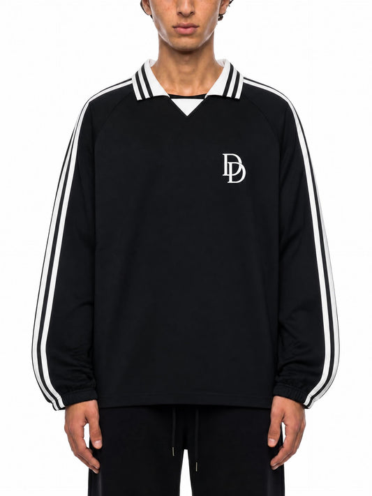 D'ici et D'ailleurs Striped Lapel Sweatshirt